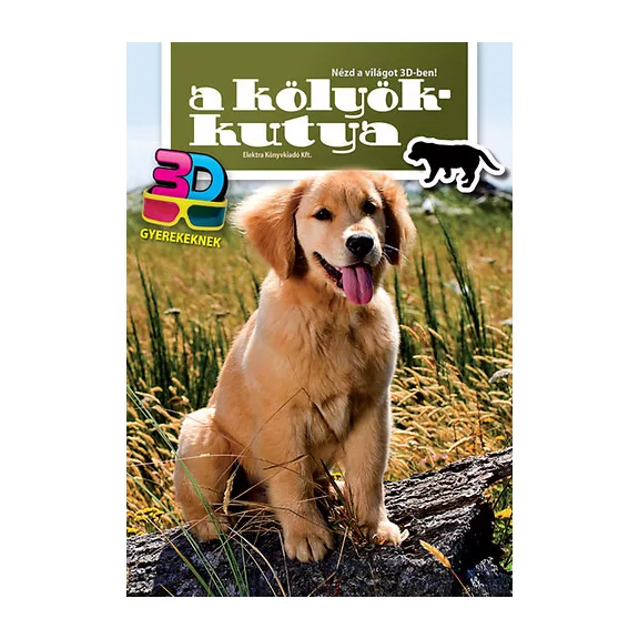 A képen A kölyökkutya 3D című könyv látható egy labradorral a háttérben.