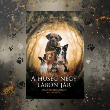 A képen A hűség négy lábon jár című könyv látható a háttérben mancsnyomokkal.