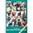 A képen a Bulldog enciklopédia című könyv látható egy bulldoggal a háttérben.