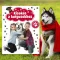 A képen a Kisokos a kutyusokhoz című könyv látható a háttérben egy husky.