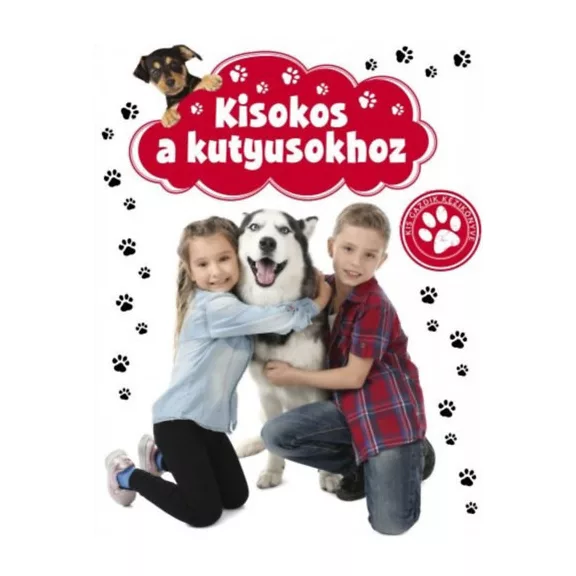 A képen a Kisokos a kutyusokhoz című könyv látható a háttérben egy husky.