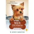 A képen az Egy kutya küldetése Max története című könyv látható a háttérben egy yorkshire terrier.