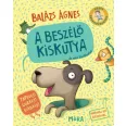 A képen A beszélő kiskutya című könyv látható egy kutyával a háttérben.