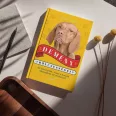 A képen a Demény bölcsességei című könyv látható a háttérben egy vizsla.