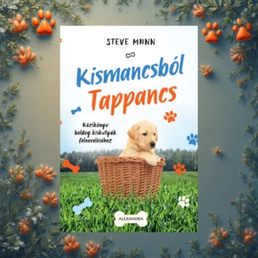 A képen a Kismancsból Tappancs című könyv látható a háttérben növényekkel és mancs nyomokkal.