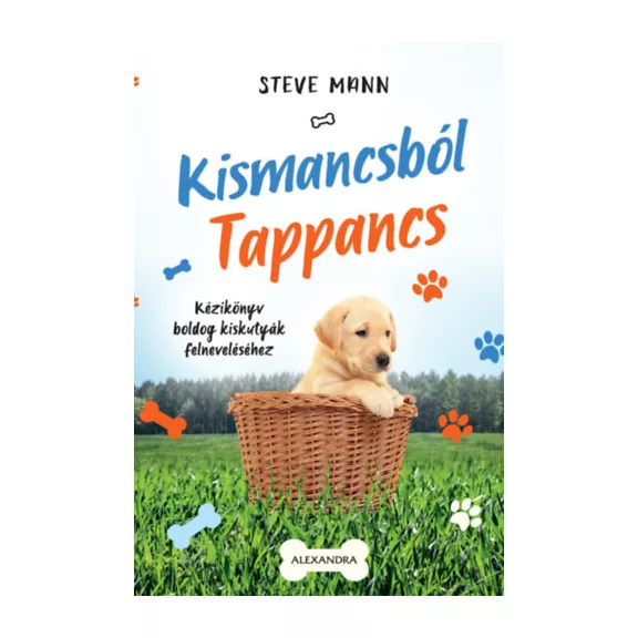 A képen a Kismancsból Tappancs című könyv látható a háttérben növényekkel és mancs nyomokkal.