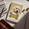 A képen az Egy kutya négy élete: Bailey című könyv látható a háttérben egy labrador.