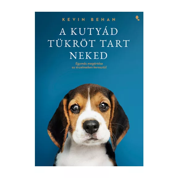 A képen A kutyád tükröt tart neked című könyv látható a háttérben egy beagle akit gazdája ölel.
