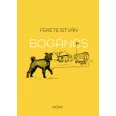 A képen a Bogáncs című könyv látható a háttérben egy pumi.