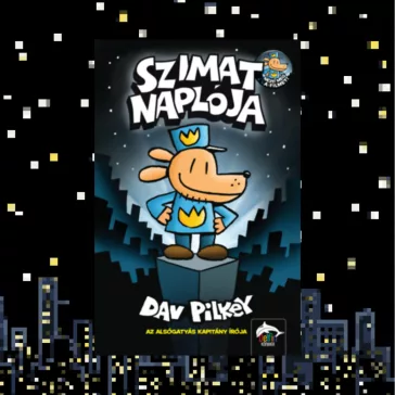 A képen a Szimat naplója című könyv látható egy várossal a háttérben.
