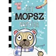 A képen az Egy mopsz naplója Kutya a hóban című könyv látható hóval a háttérben.