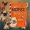A képen az Egy mopsz naplója című könyv látható a háttérben mopszokkal.