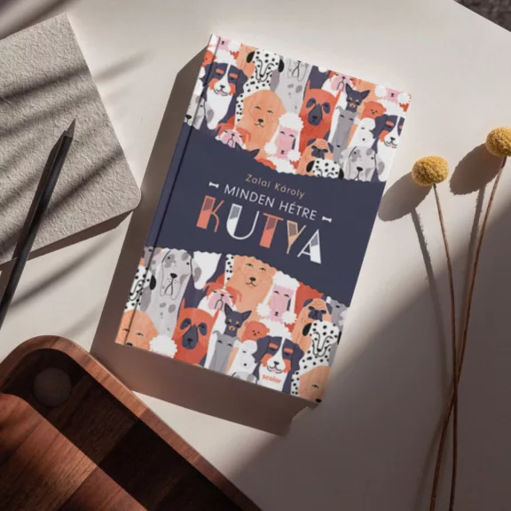 A héten a Minden hétre kutya című könyv látható a háttérben kutyákkal.