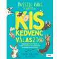 A képen a Kiskedvenc-választó című könyv látható a háttérben egy kutyák között guggoló nővel.
