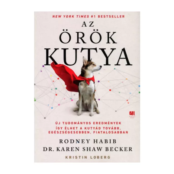 A képen Az örök kutya című könyv látható a háttérben egy huskyval.