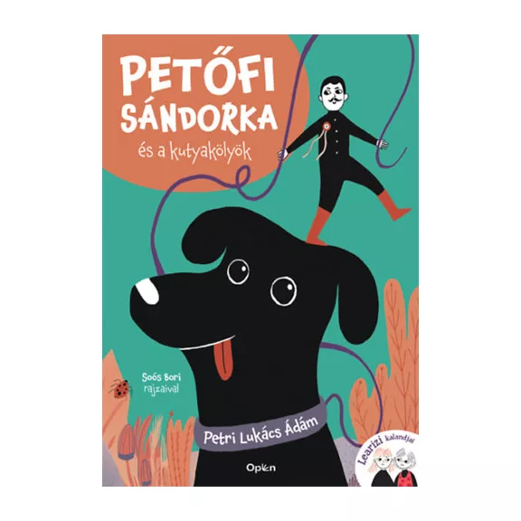A képen a Petőfi Sándorka és a kutyakölyök című könyv látható a háttérben egy labrador.