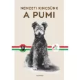 A képen a Nemzeti kincsünk A pumi című könyv látható a háttérben egy pumival.
