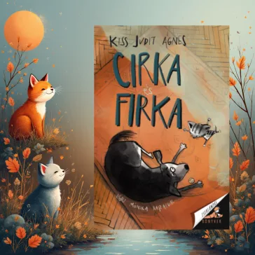 A képen a Cirka és Firka című könyv látható a háttérben két macska.