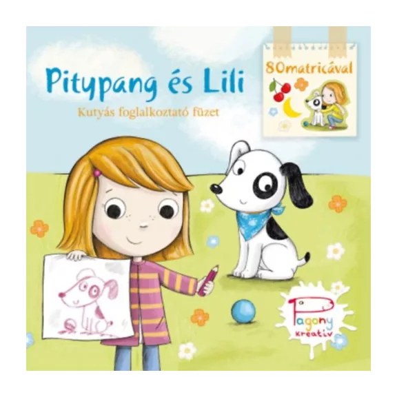 A képen a Pitypang és Lili kutyás foglalkoztató füzet látható mancsnyomos háttér előtt.