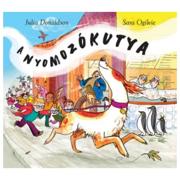 A képen A nyomozókutya című könyv látható a háttérben egy tacskó.