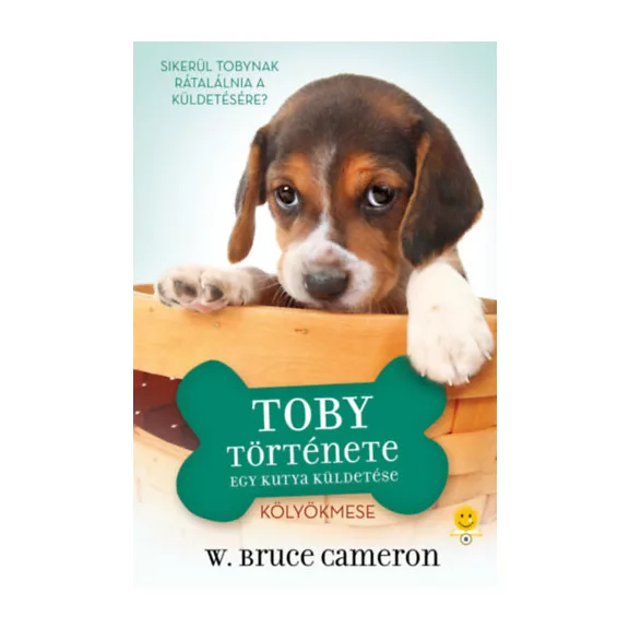 A képen az Egy kutya küldetése Toby története című könyv látható a háttérben egy beagle.
