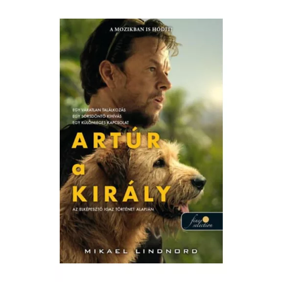 A képen az Artúr a király című könyv látható a háttérben egy férfi és egy kutya alakja.