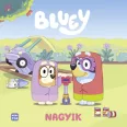A képen a Bluey Nagyik című könyv látható színes háttér előtt.