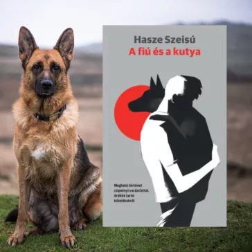 A képen A fiú és a kutya című könyv látható a háttérben egy németjuhász.