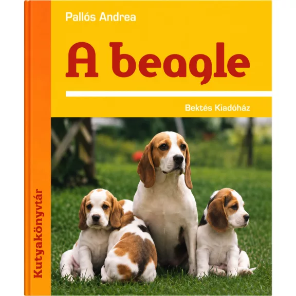 A képen A beagle című könyv látható kutyás témájú háttérrel.