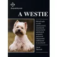 A képen A westie című könyv látható kutyás témájú háttérrel.
