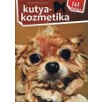 A képen a Kutyakozmetika című könyv látható egy fürdősapkás kutyával a háttérben.